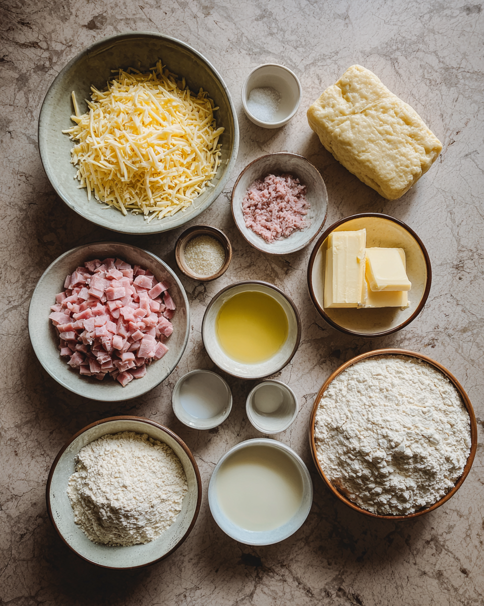 Ingredients for Irresistible Ham and Cheese Butter Swim Biscuits You Need to Try