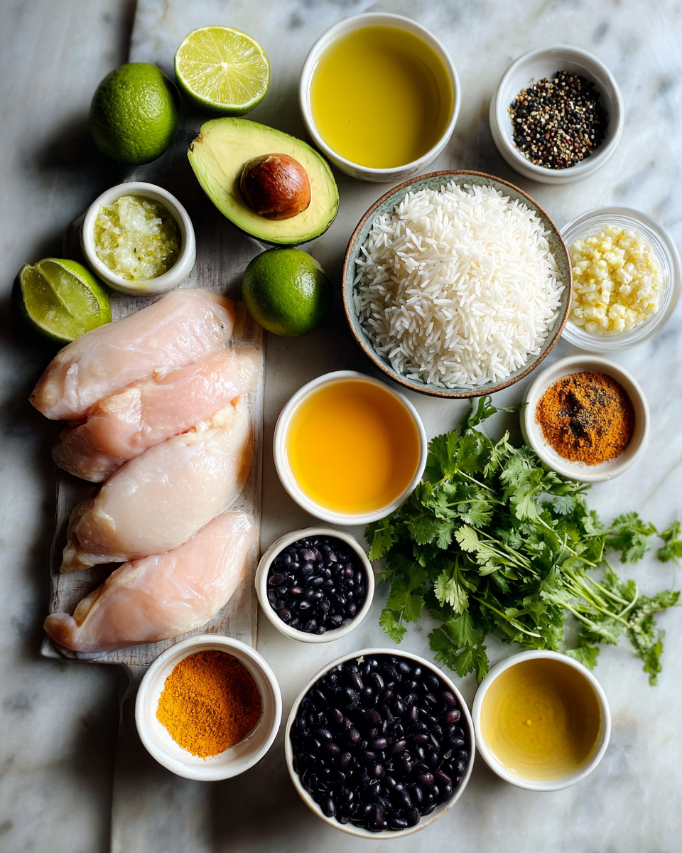 Ingredients for Sweet and Zesty Honey Lime Chicken and Rice Bowls to Brighten Your Dinner