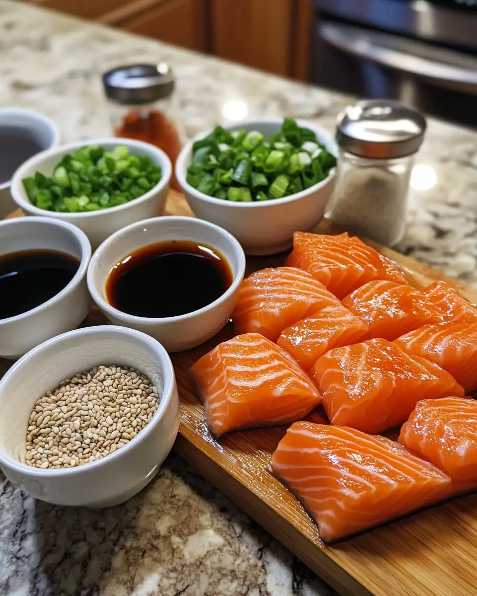 Ingredients for Sweet Heat Delight: Honey Sriracha Glazed Salmon Bites