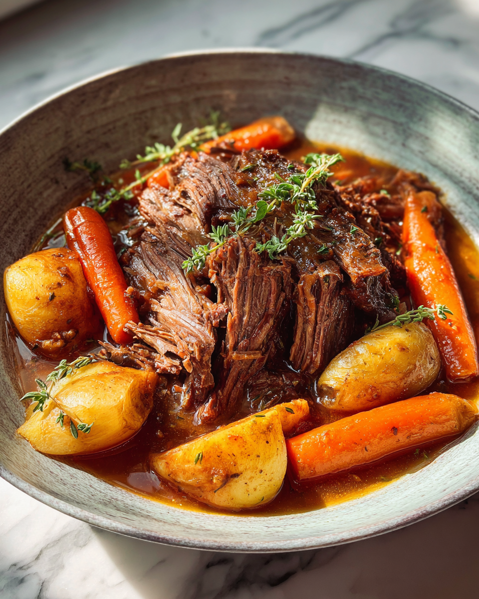 Final dish - Slow-Cooked Italian Beef Braised in Barolo for Rich and Robust Flavors