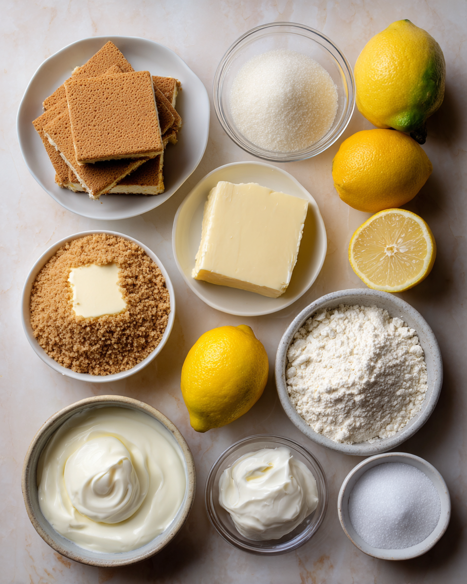 Ingredients for Zesty Delight Lemon Cheesecake Squares You Have to Try