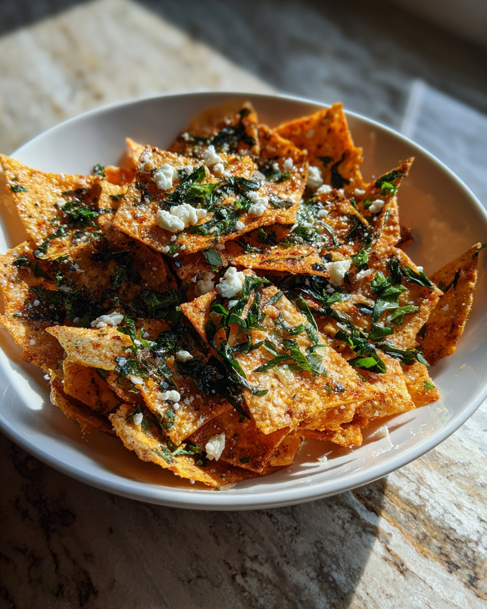 Final dish - Crunch into Mediterranean Bliss with Spinach and Feta Cheese Crisps
