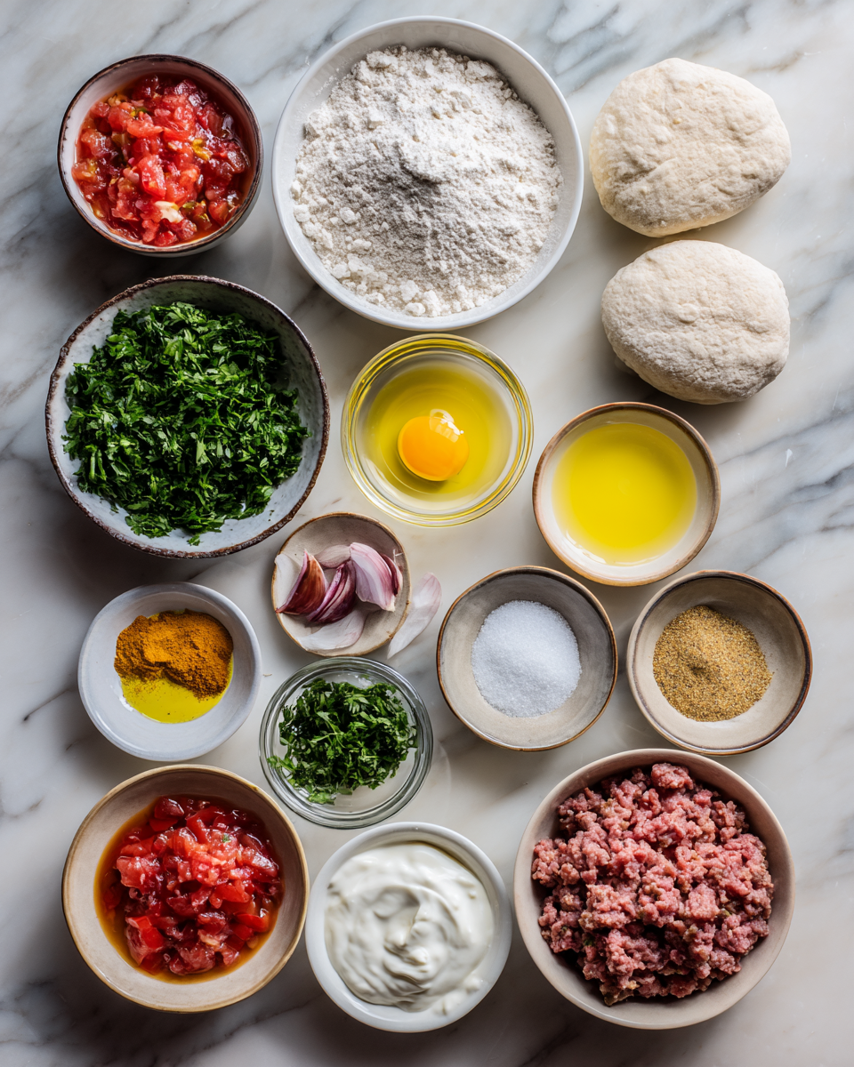 Ingredients for Irresistible Mini Lahmacun Bites Perfect for Every Snack Time