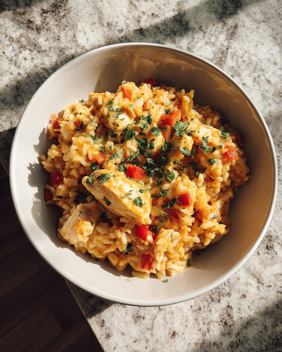 Final dish - One-Pot Cheesy Southwest Chicken and Rice Recipe for Easy Weeknight Dinners