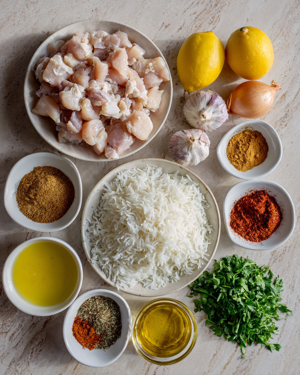 Ingredients for One Pot Chicken Shawarma Rice Recipe for Quick Flavorful Meals