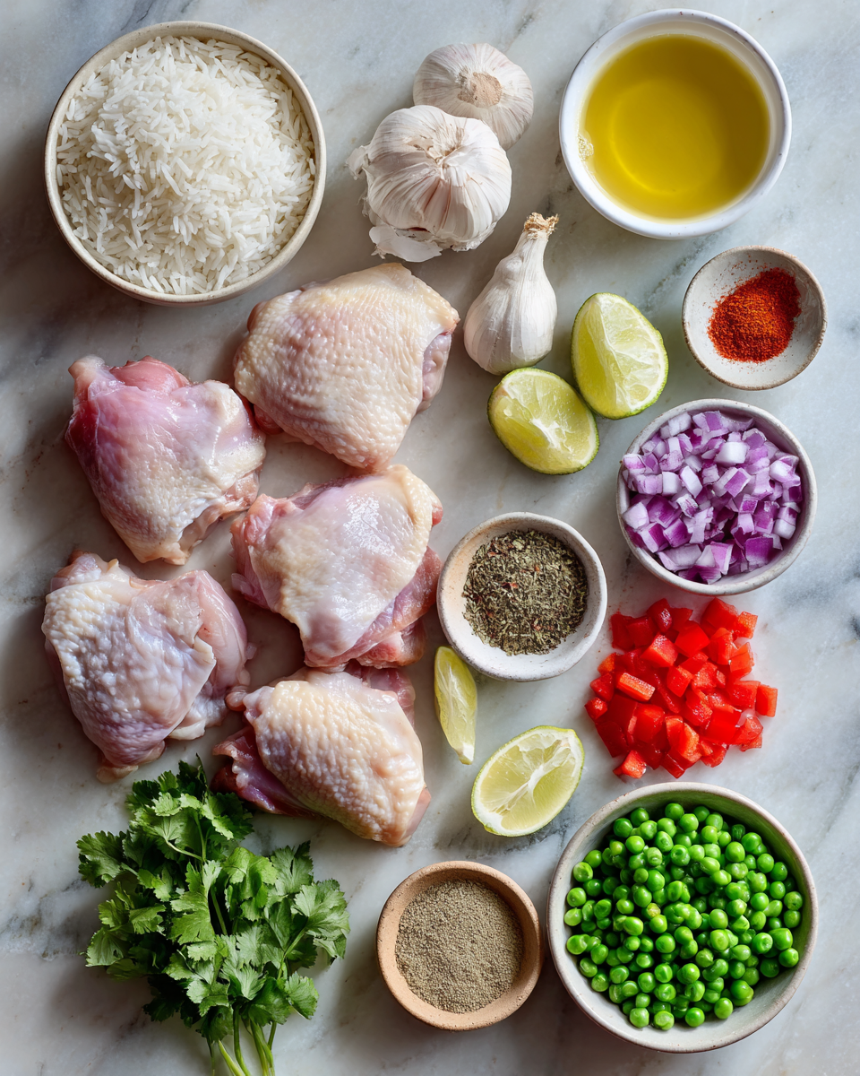 Ingredients for Discover the Irresistible Flavors of Peruvian Chicken and Rice