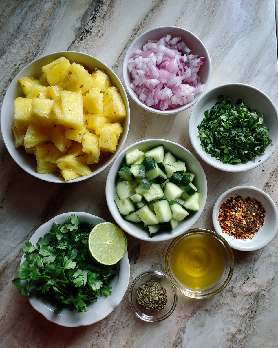 Ingredients for Refreshing Pineapple Cucumber Salad Recipe That Will Brighten Your Day