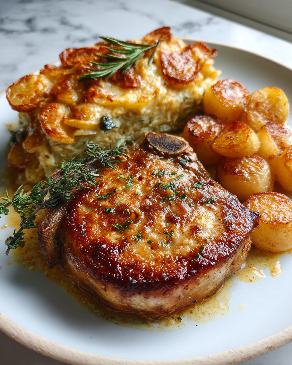 Ultimate Comfort Feast Pork Chop and Scalloped Potato Casserole Recipe 6 Final dish - Ultimate Comfort Feast Pork Chop and Scalloped Potato Casserole Recipe