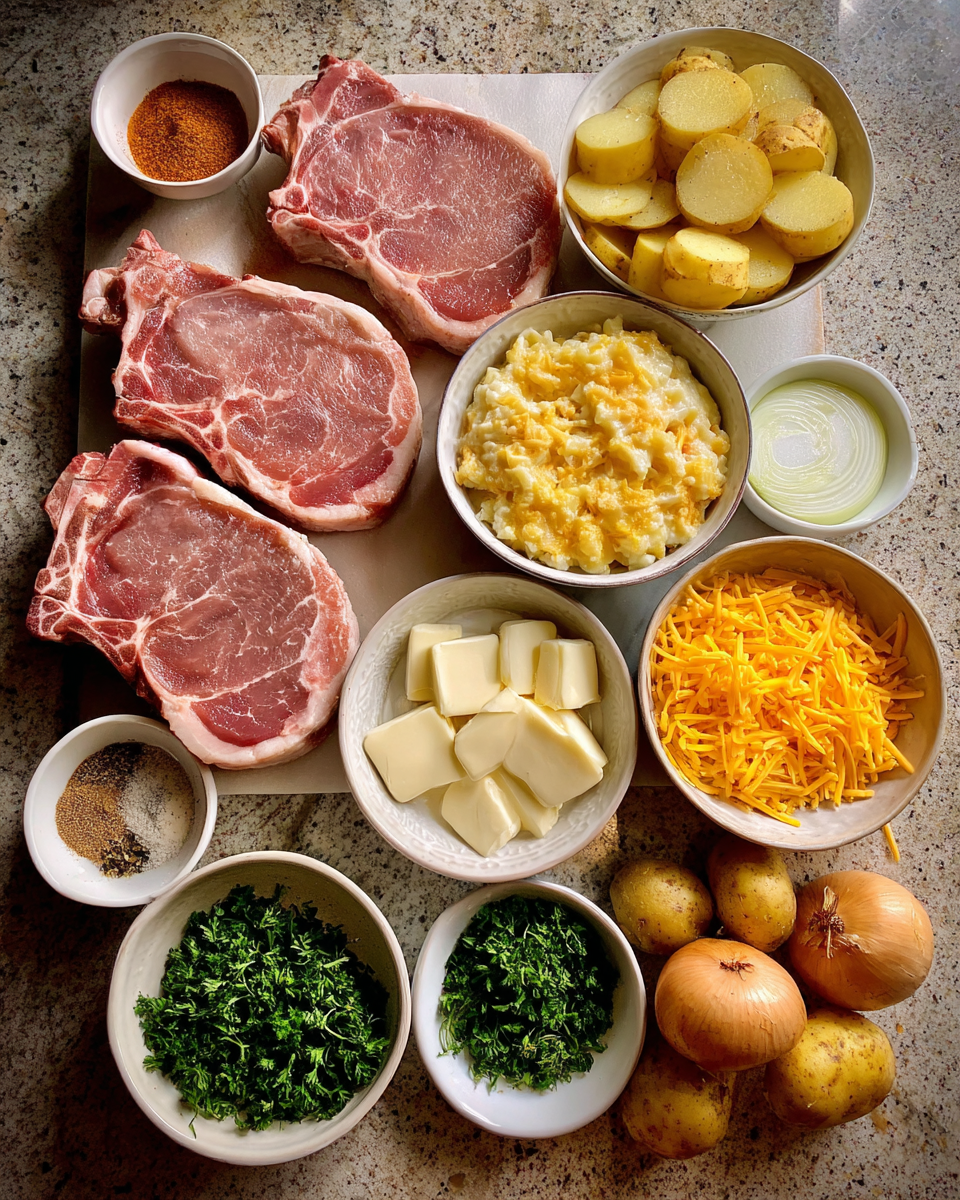 Ultimate Comfort Feast Pork Chop and Scalloped Potato Casserole Recipe 4 Ingredients for Ultimate Comfort Feast Pork Chop and Scalloped Potato Casserole Recipe