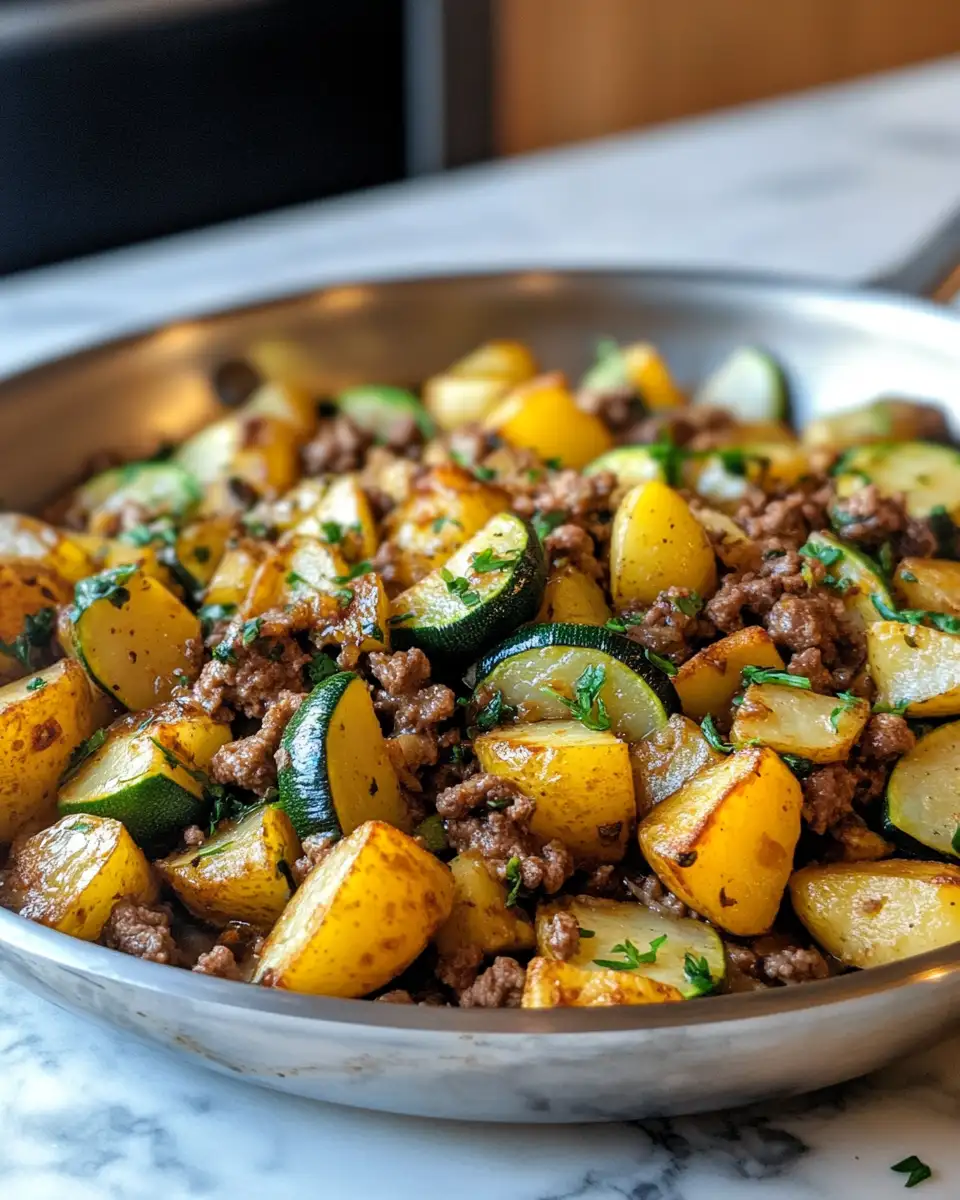Final dish - Savor the Flavor: One-Pan Potato, Zucchini, and Ground Beef Skillet Delight
