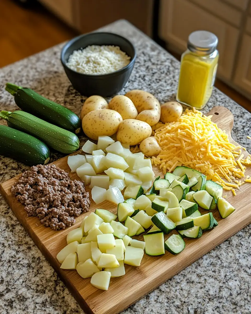 Ingredients for Savor the Flavor: One-Pan Potato, Zucchini, and Ground Beef Skillet Delight