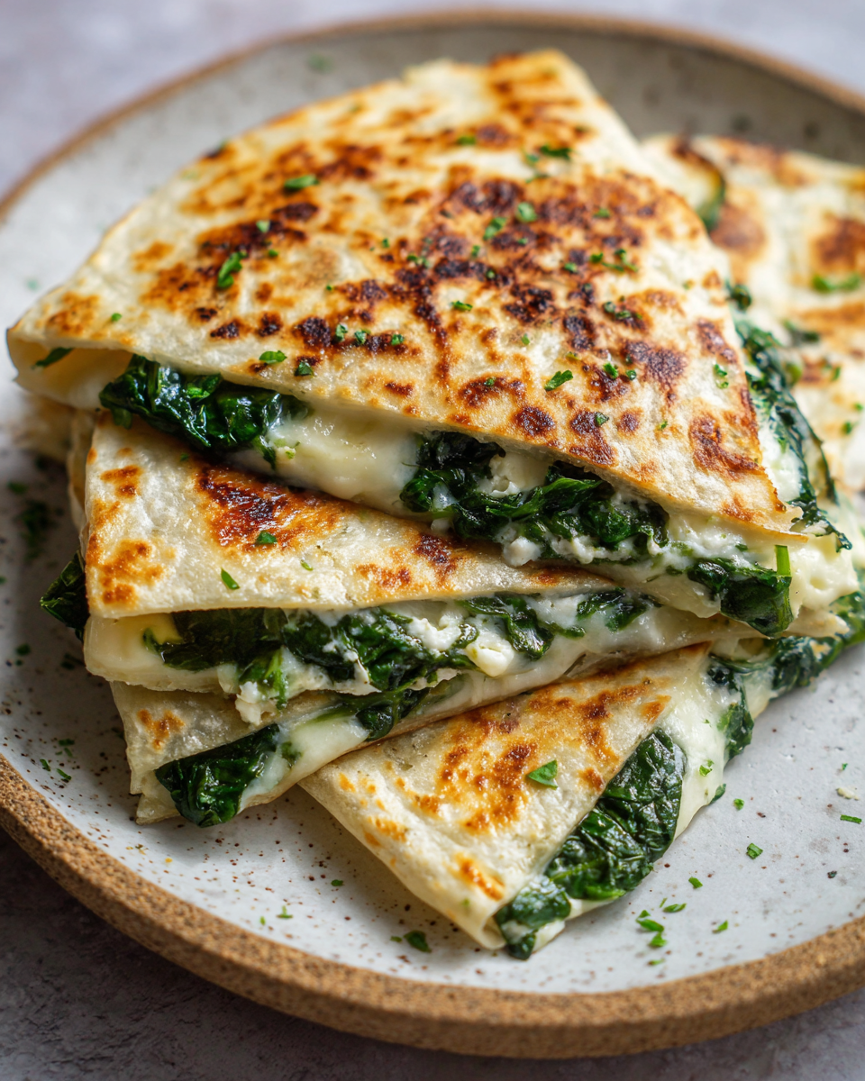 Final dish - Mouthwatering Quesadillas with Spinach Feta and Mozzarella Magic