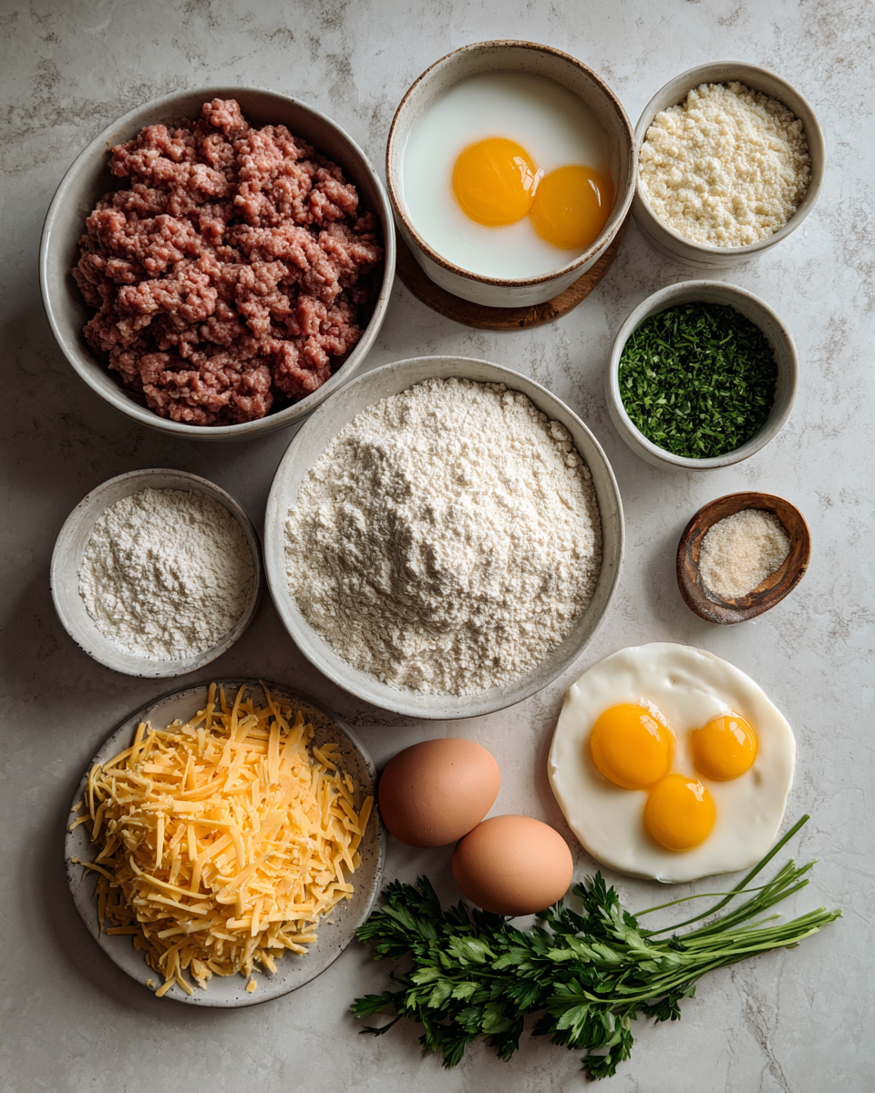 Ingredients for Irresistible Sausage and Cheddar Breakfast Bites to Start Your Day Right