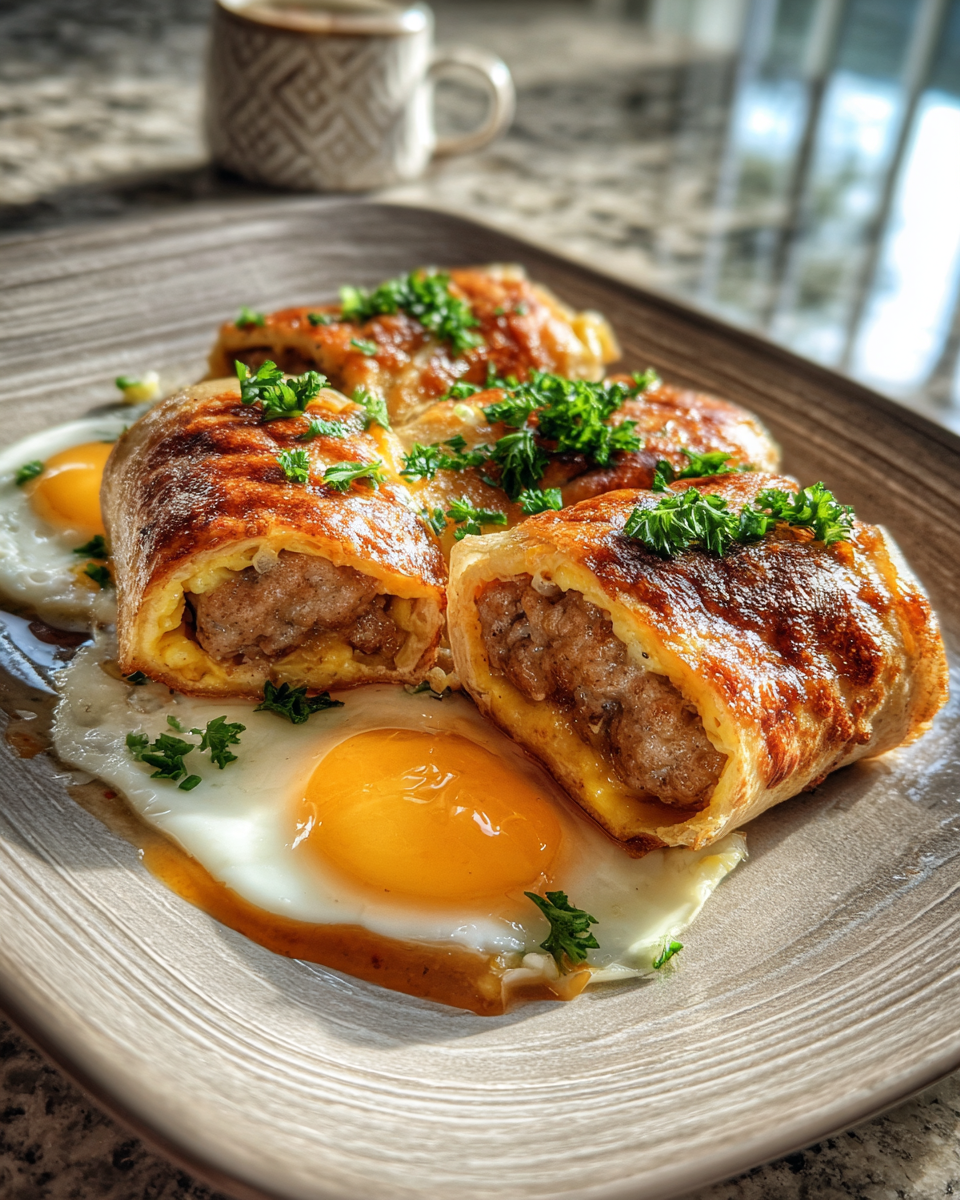 Final dish - Irresistible Sausage Egg and Cheese Roll-Ups for the Ultimate Breakfast Boost