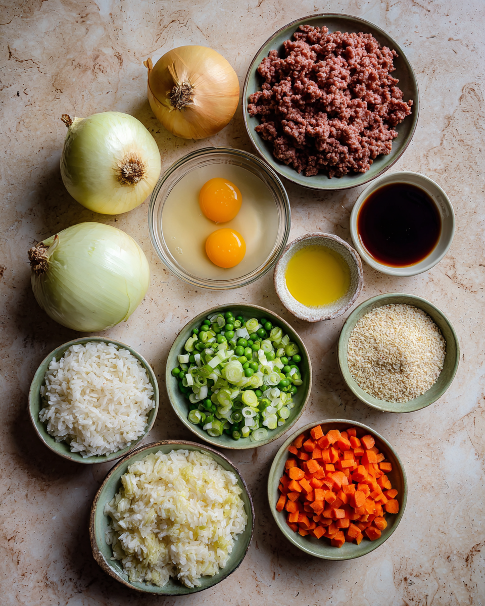 Ingredients for Irresistible Savory Onion Beef Fried Rice Recipe You Need to Try