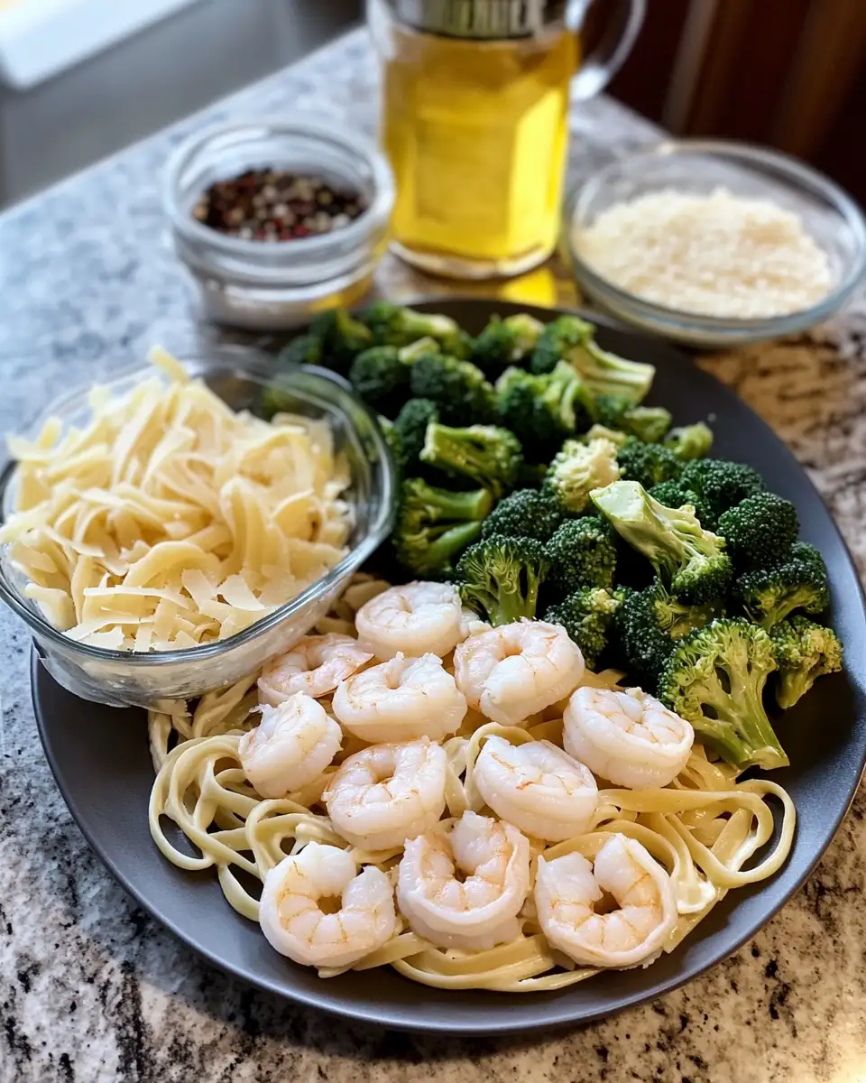 Ingredients for Creamy Shrimp and Broccoli Alfredo: A Decadent Twist on a Classic