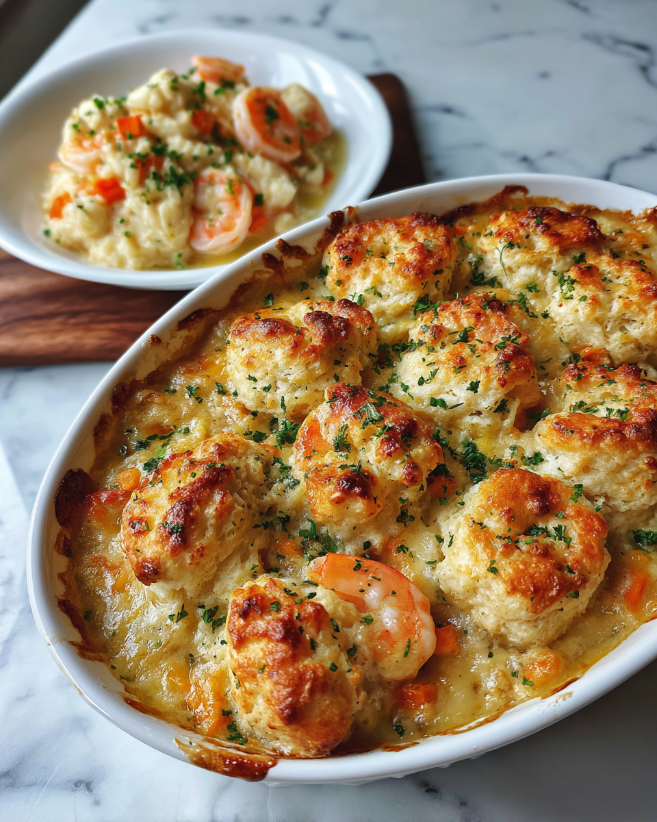 Final dish - Irresistible Shrimp Lobster Cheddar Bay Biscuit Pot Pie Recipe You Have to Try