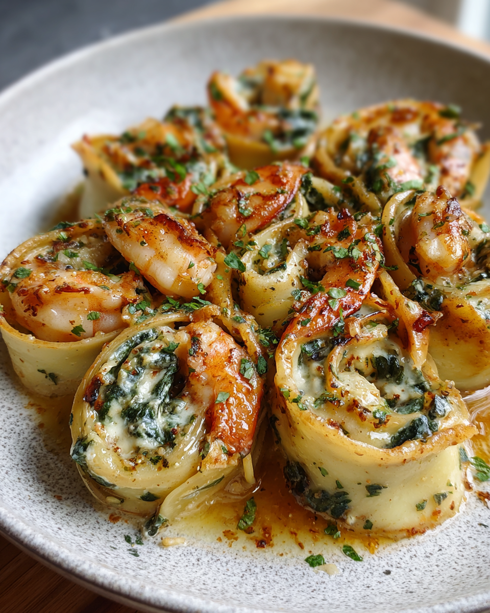 Final dish - Irresistible Shrimp and Spinach Stuffed Pasta Rolls You Have to Try