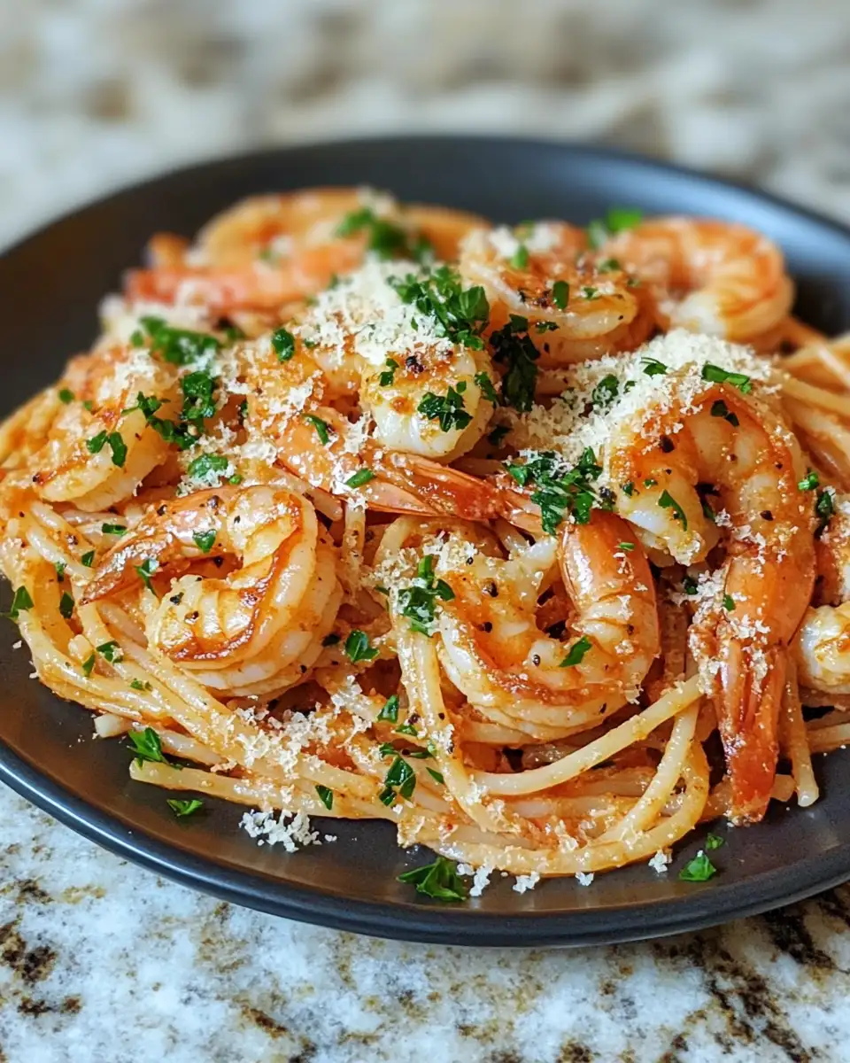 Final dish - Savor the Heat: Spicy Garlic Butter Parmesan Shrimp Pasta Delight