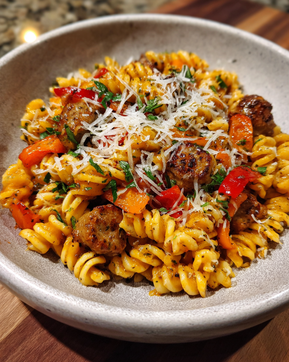 Final dish - Sweet Pepper and Sausage Pasta Recipe That Will Spice Up Your Dinner Routine