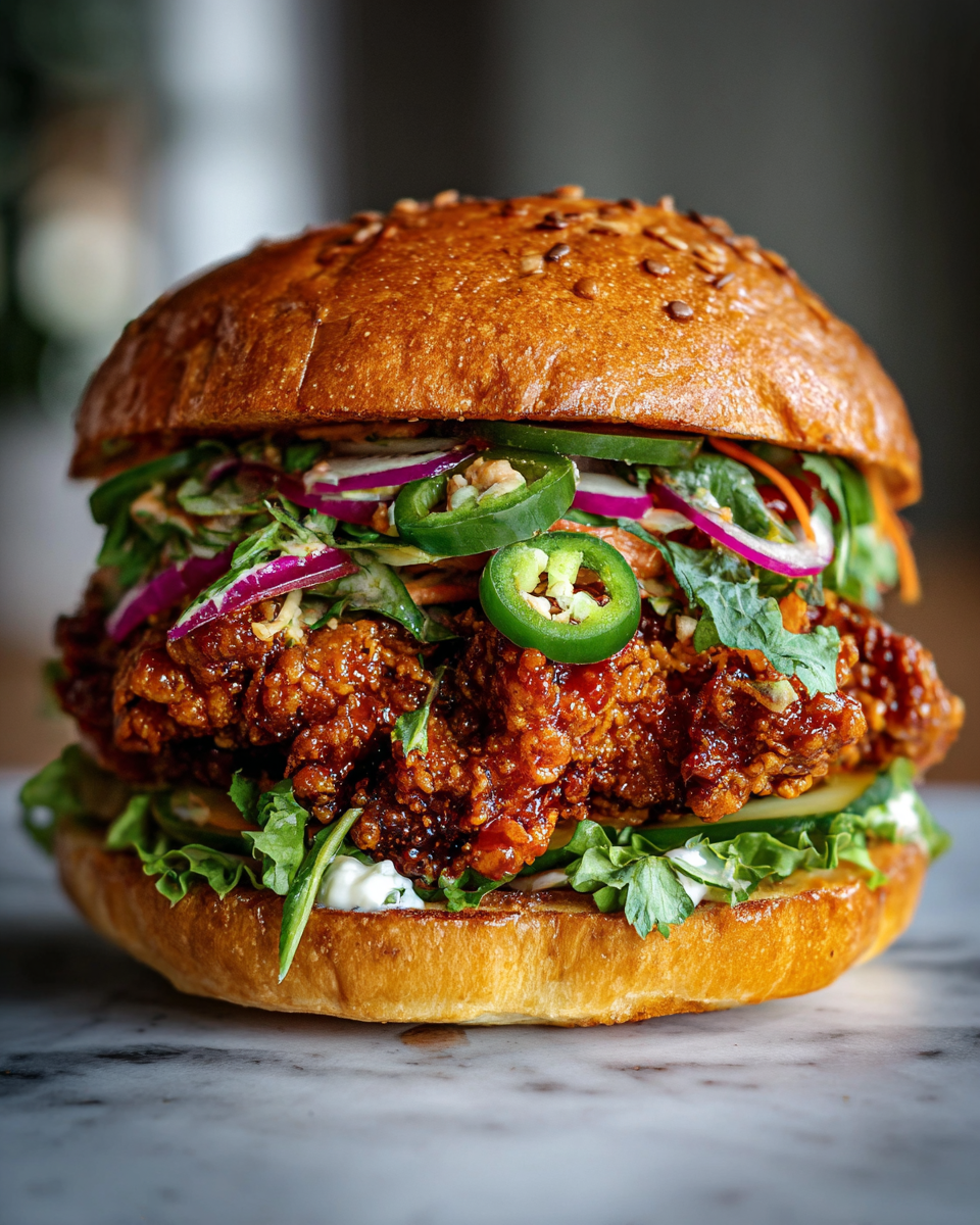 Final dish - Crispy Thai Fried Chicken Sandwich That Will Blow Your Mind