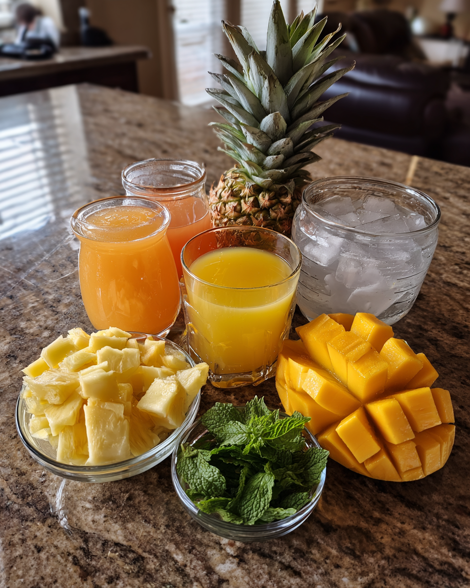 Ingredients for Sip Into Paradise with This Tropical Pineapple Mango Rum Punch Recipe