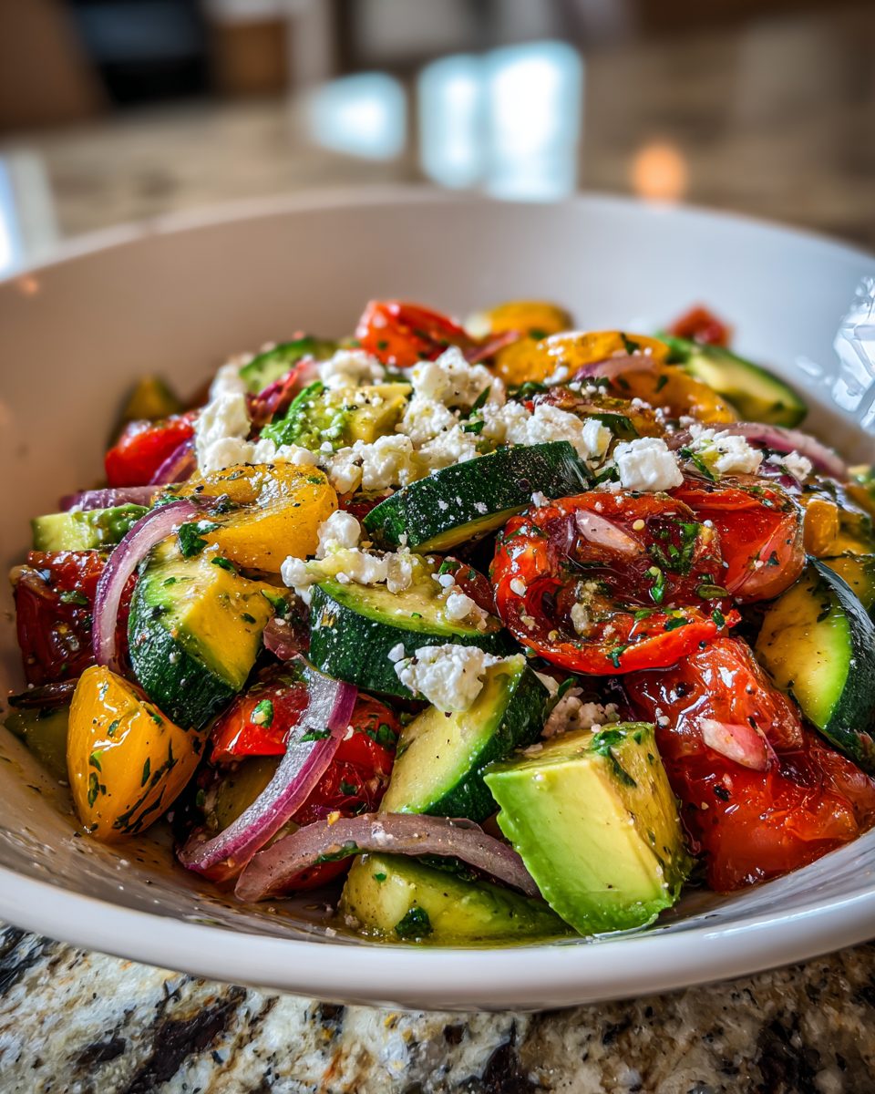 Final dish - Fresh and Flavorful Zesty Mediterranean Avocado Salad Recipe