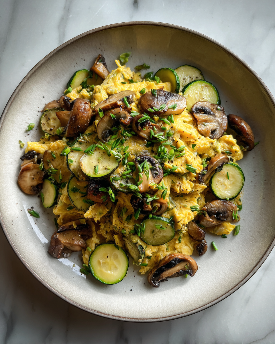 Final dish - Wholesome Zucchini and Mushroom Scramble Recipe for a Perfect Breakfast