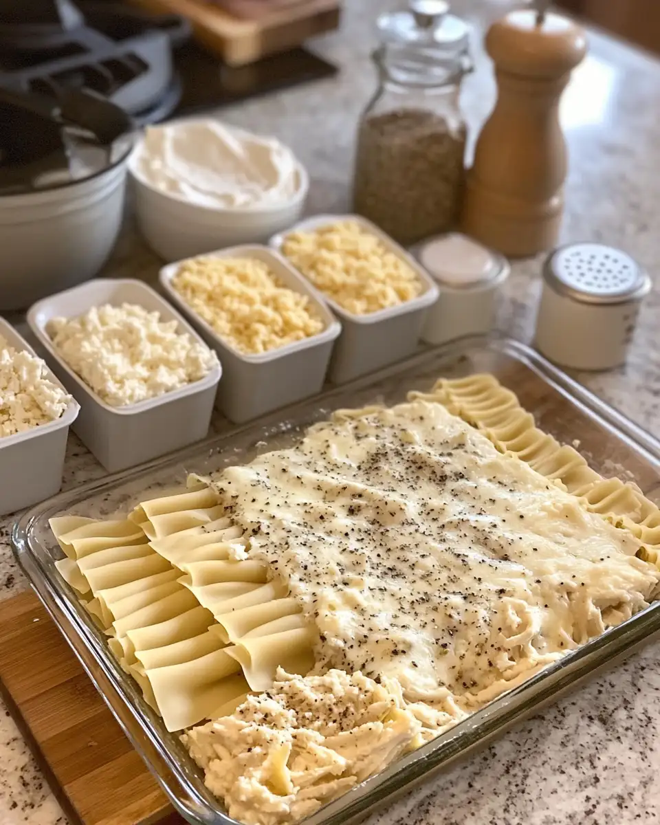 Ingredients for Irresistibly Cheesy Chicken Alfredo Lasagna Rolls You'll Crave