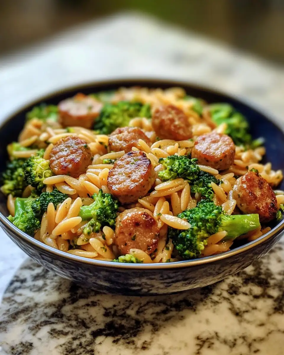 Final dish - Savor the Flavor: Chicken Sausage Broccoli Orzo Delight
