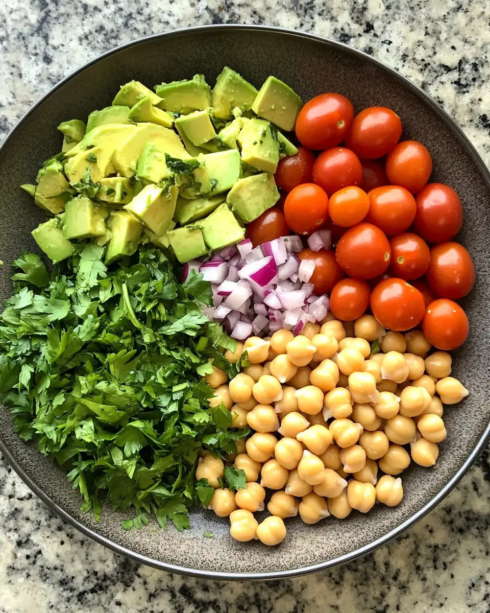 Wholesome Delight: Chickpea Avocado Salad with Creamy Feta Fusion 4 Ingredients for Wholesome Delight: Chickpea Avocado Salad with Creamy Feta Fusion