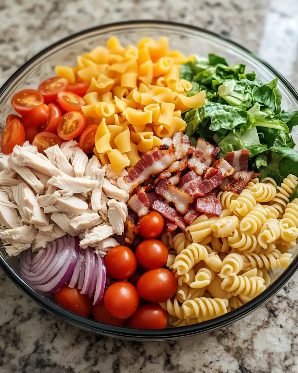 Ingredients for Transform Your Lunch with a Club Sandwich Pasta Salad Bowl Delight