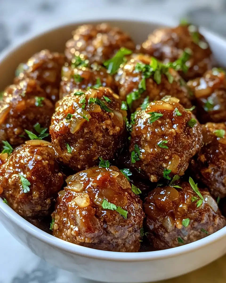Final dish - Savory Slow Cooker Delight: Crockpot French Onion Meatballs