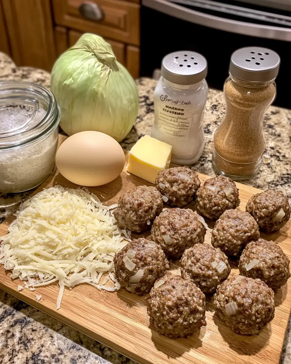 Ingredients for Savory Slow Cooker Delight: Crockpot French Onion Meatballs
