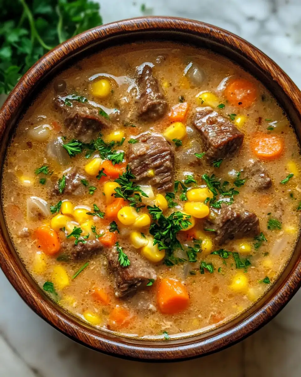 Final dish - Cozy Up with Crockpot Steak Corn Chowder Delight