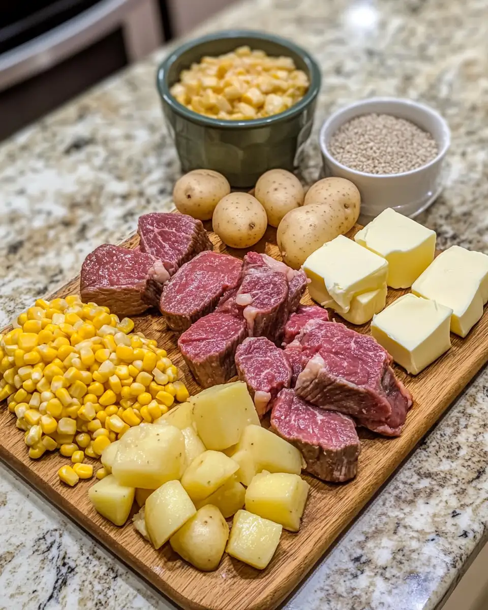 Ingredients for Cozy Up with Crockpot Steak Corn Chowder Delight