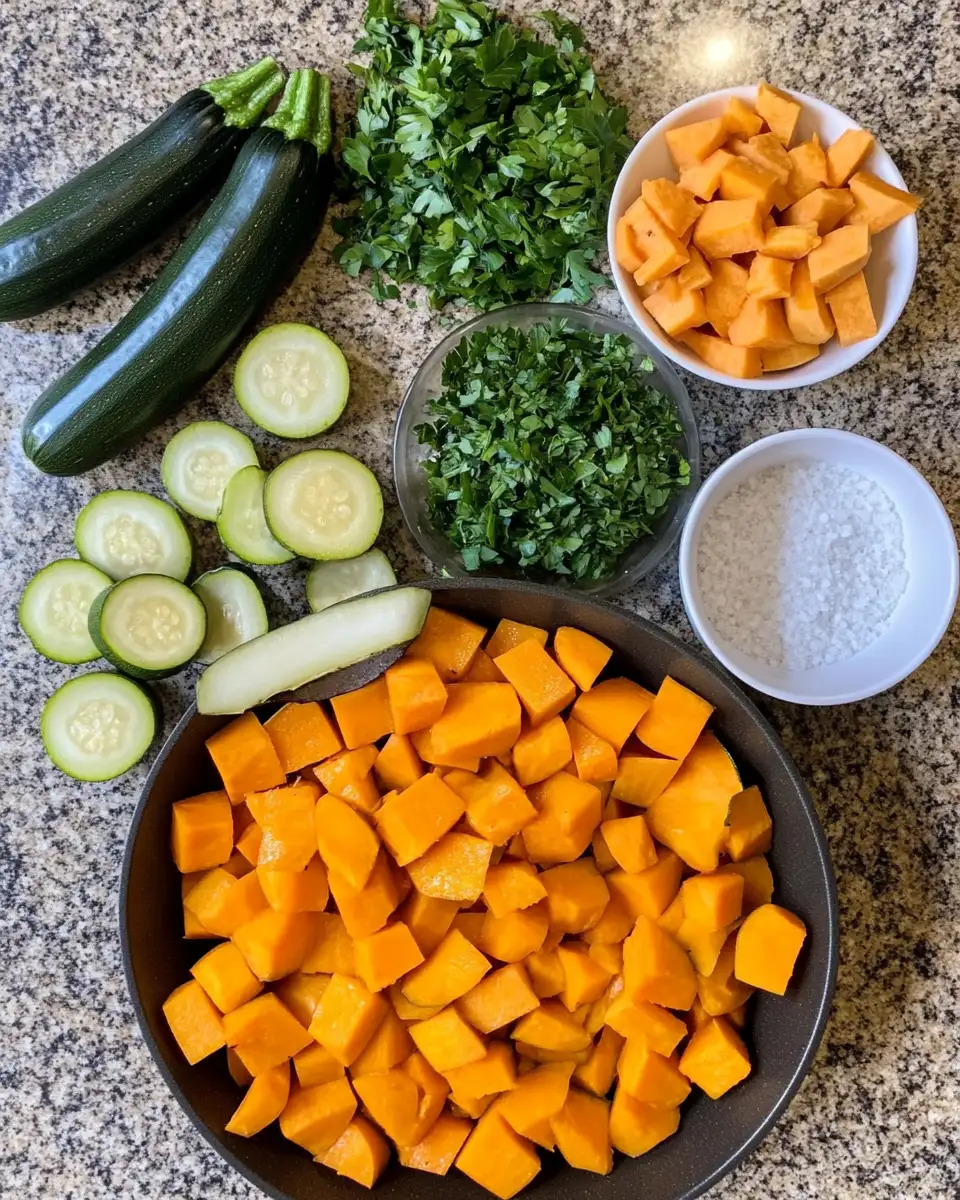 Ingredients for Sizzle and Spice: Ground Beef Zucchini Sweet Potato Skillet Sensation