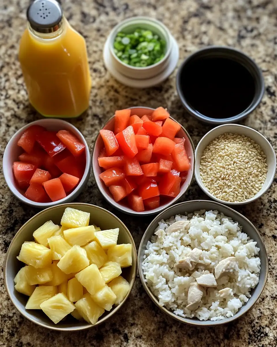 Ingredients for Tropical Bliss in a Bowl: Discovering the Perfect Hawaiian Chicken Bowl
