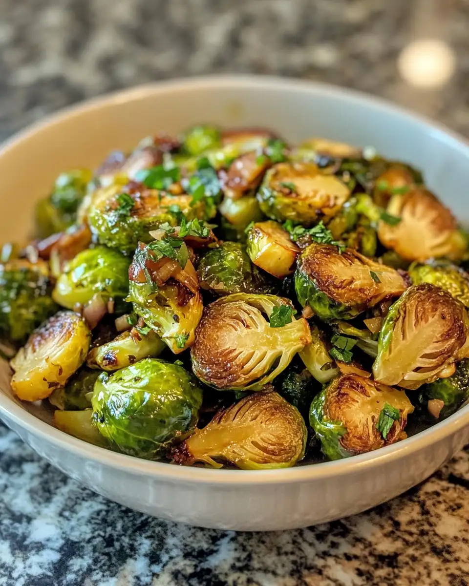 Final dish - Sweet and Savory Delight: Honey Butter Brussels Sprouts Transformation