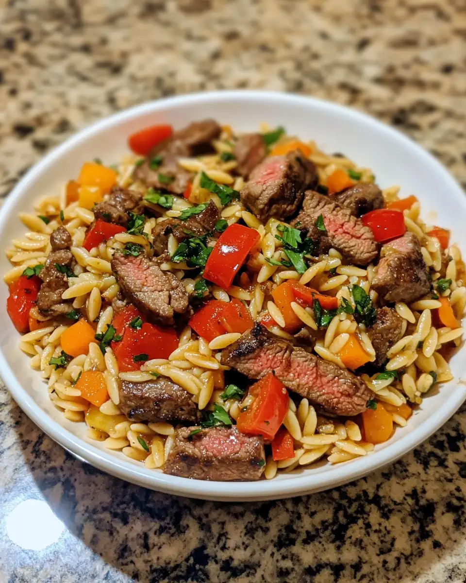 Final dish - Savor the Simplicity: One-Pan Balsamic Steak Orzo with Vegetables