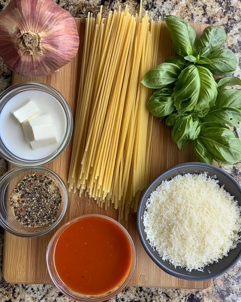 Ingredients for One Pot Creamy Tomato Pasta: A Delicious Dinner in Minutes