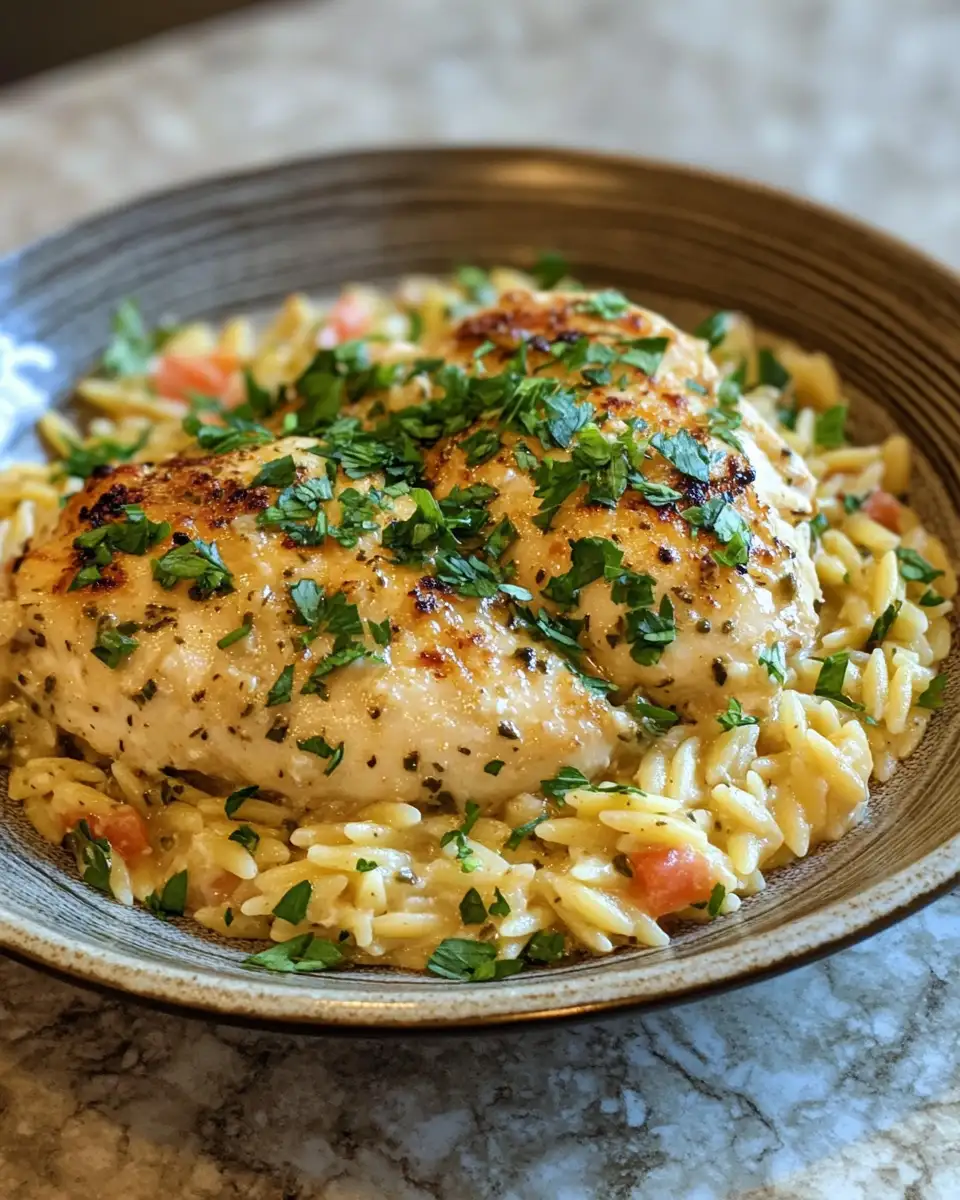Final dish - Unleash Comfort: Slow Cooker Parmesan Herb Chicken with Orzo Delight