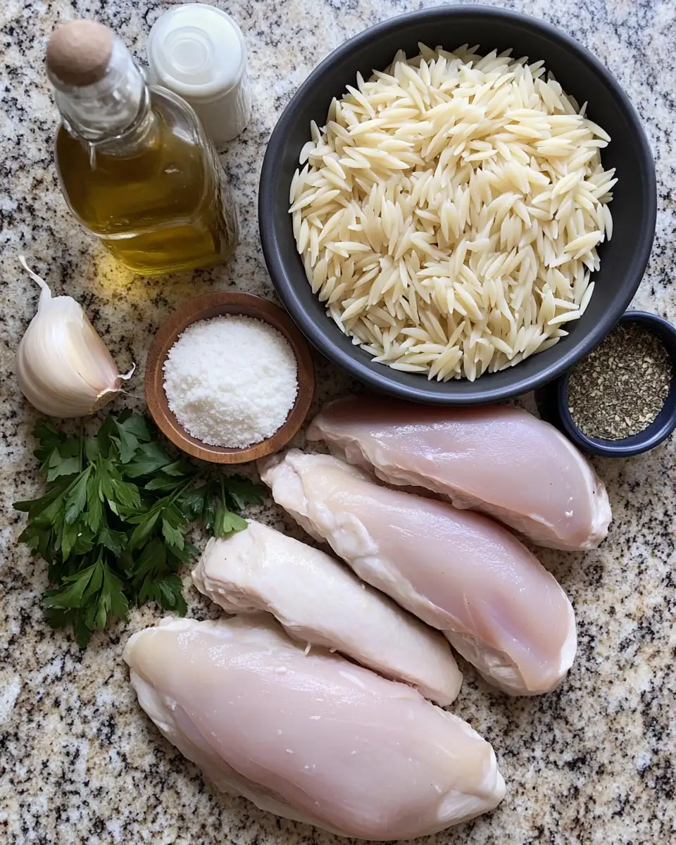 Ingredients for Unleash Comfort: Slow Cooker Parmesan Herb Chicken with Orzo Delight