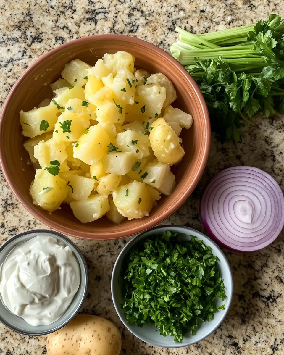 Ingredients for Ultimate Steakhouse Potato Salad Recipe: A Savory Sidekick for Your Grilled Feasts