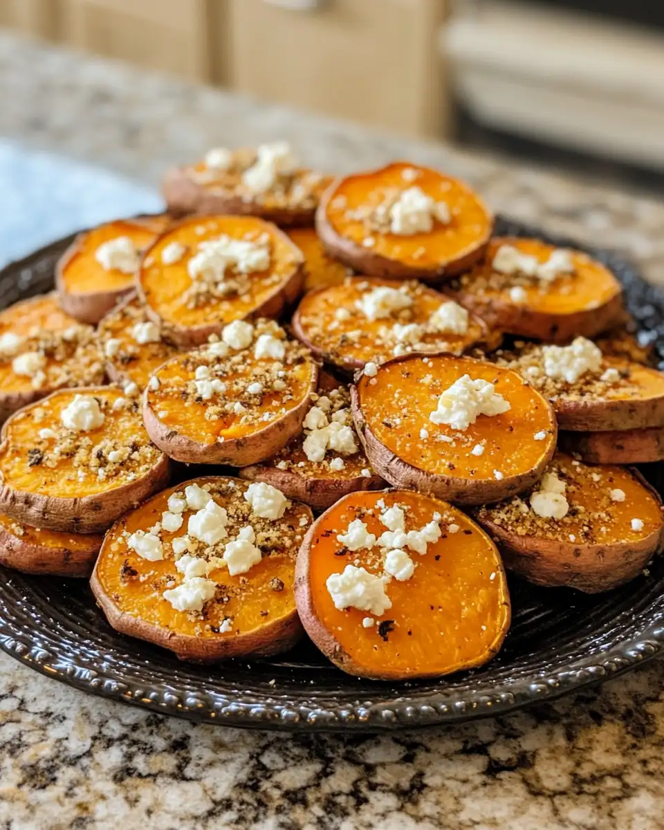 Final dish - Sweet Potato Rounds with Feta Crumble: A Flavorful Bite-Sized Delight