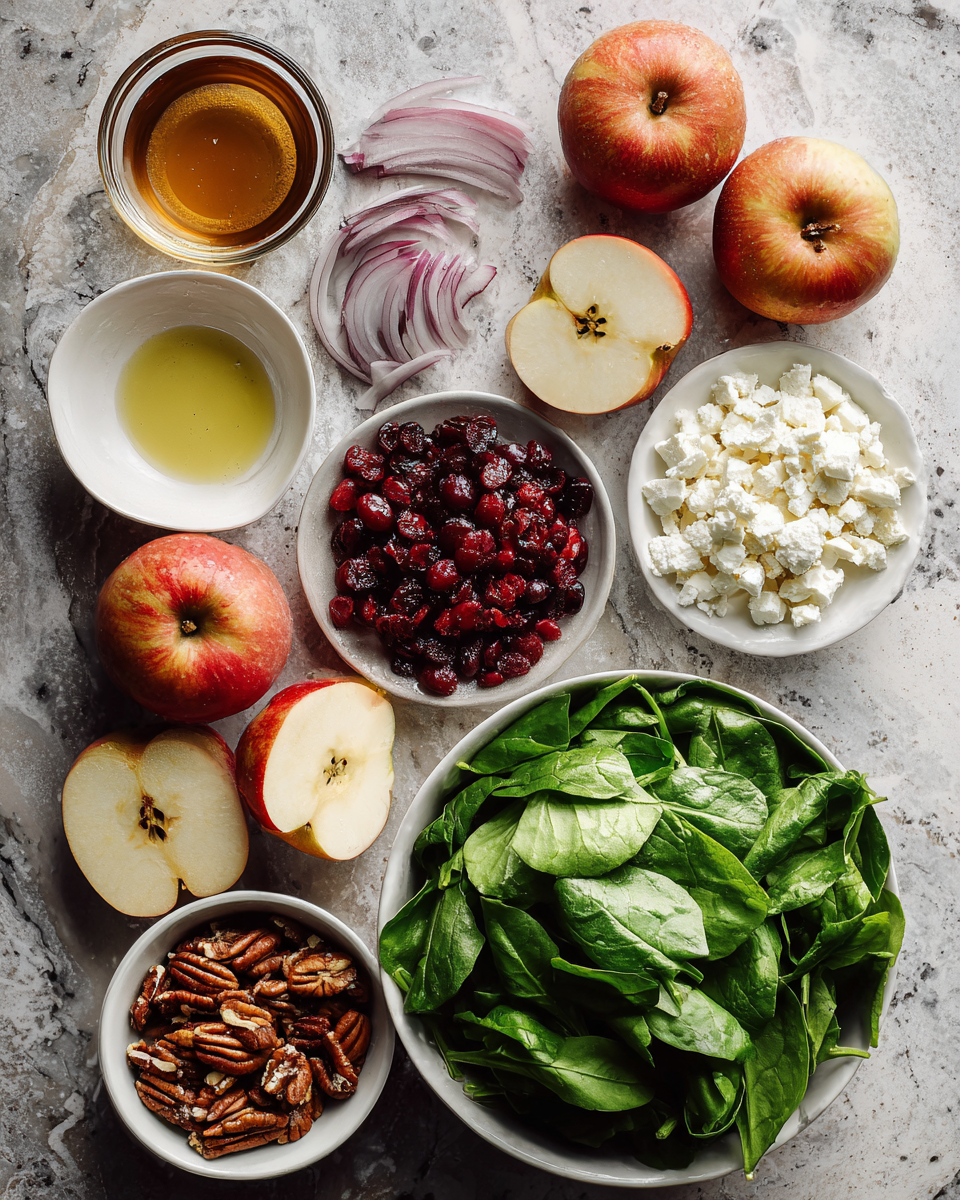 Crisp and Tangy: Dive into Autumn with Our Honeycrisp Apple and Feta Salad 4 Ingredients for Crisp and Tangy: Dive into Autumn with Our Honeycrisp Apple and Feta Salad