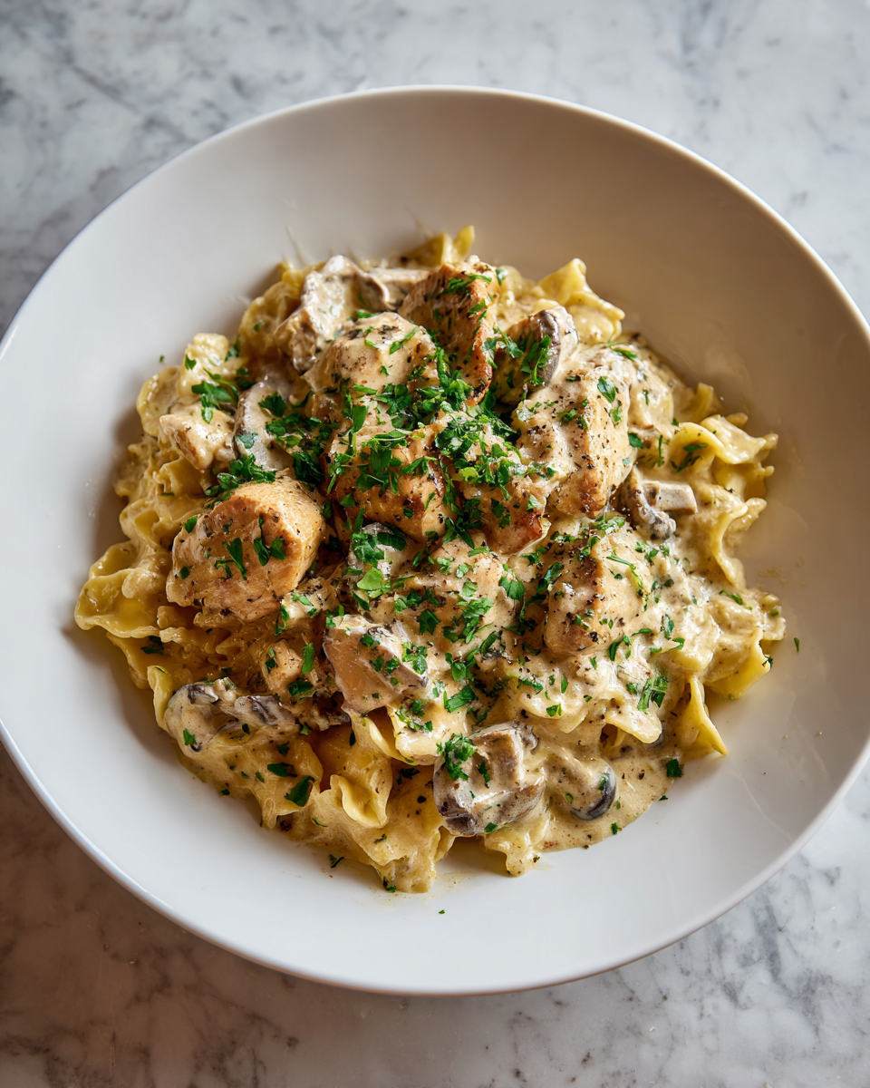 Creamy Comfort: Irresistible Baked Chicken Stroganoff Recipe 6 Final dish - Creamy Comfort: Irresistible Baked Chicken Stroganoff Recipe