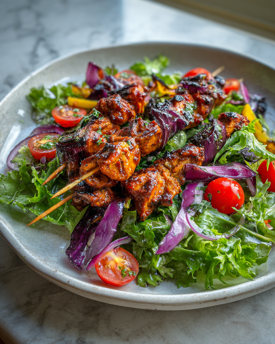 Final dish - Sizzling BBQ Chicken Skewer Salad: A Flavorful Twist on Your Greens