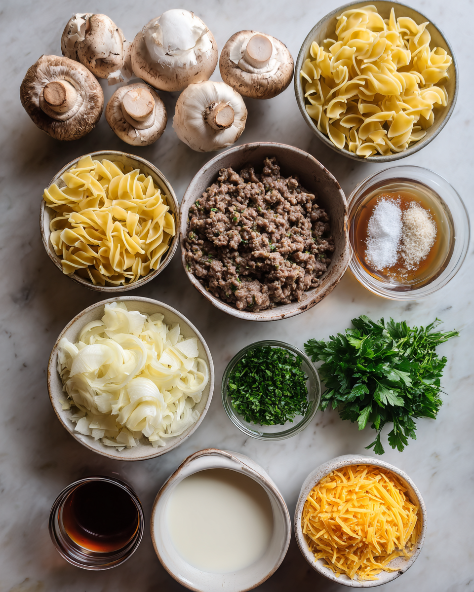 Ingredients for Savory Comfort: Unleash the Flavor of Beef Stroganoff Casserole