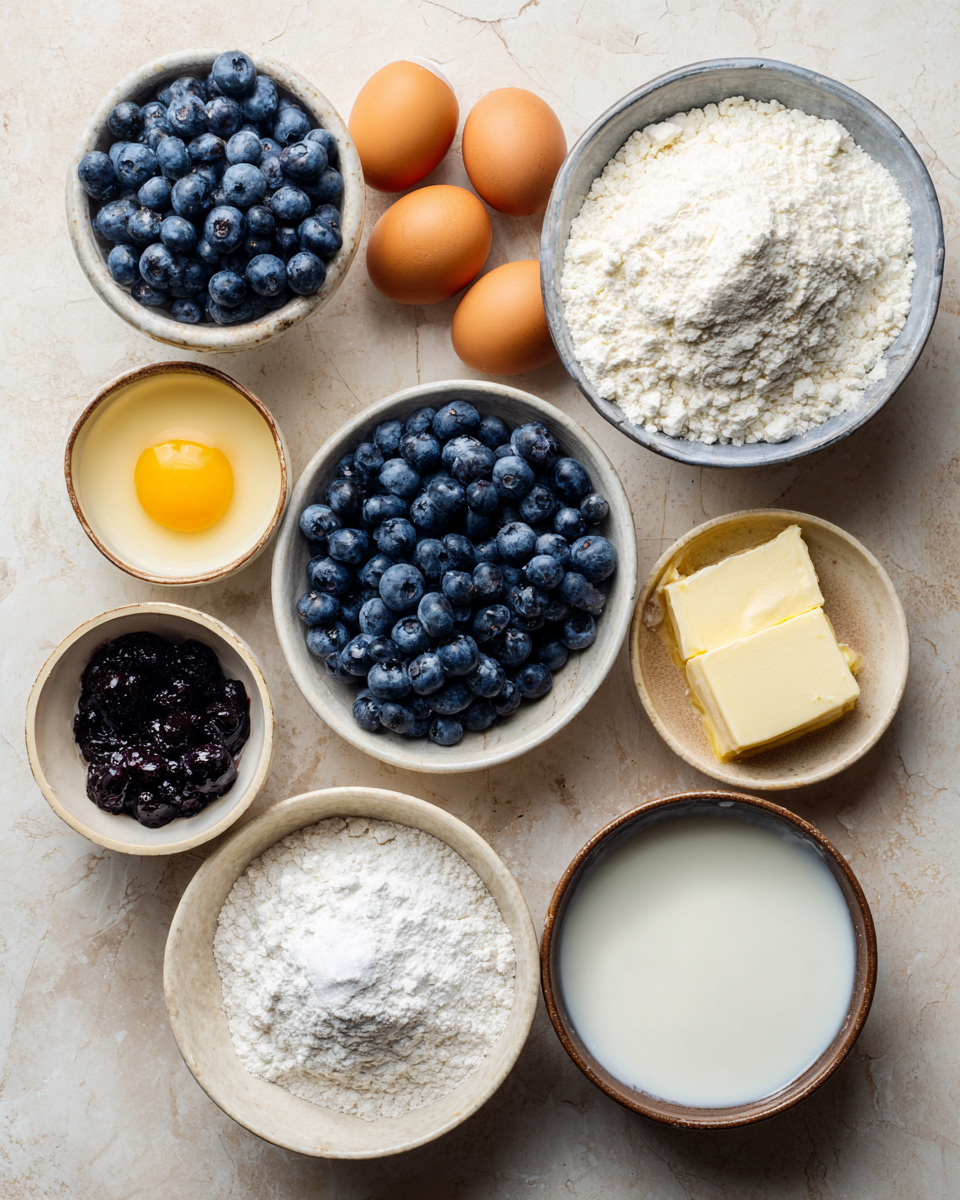 Ingredients for Wake Up to Bliss: Blueberry Buttermilk Pancake Casserole Delight